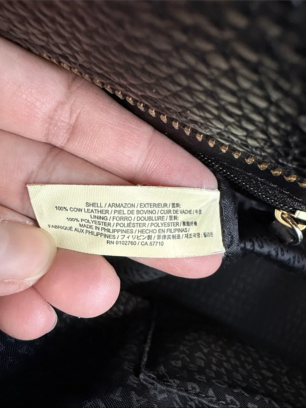 kate spade Black Pebbled Leather Tote with Front Zip Pocket